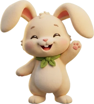 Clover the bunny waving