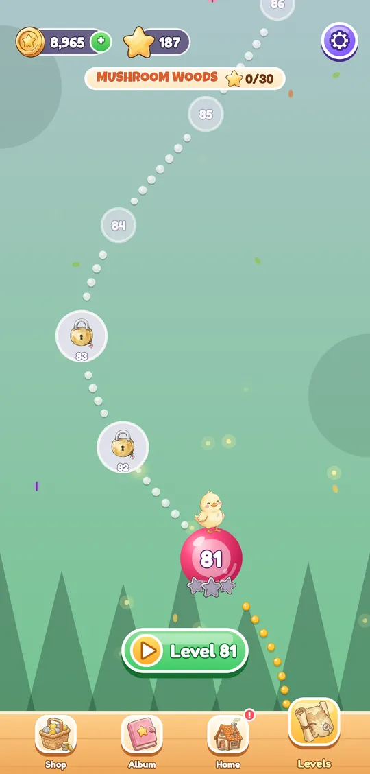 Pip on the level map in Mushroom Woods