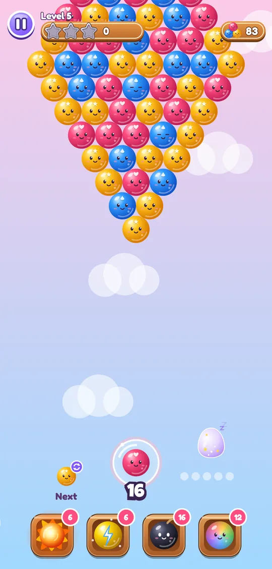 Popping bubbles in a level with boosters ready